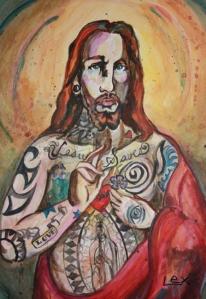 Image of a tattooed Jesus